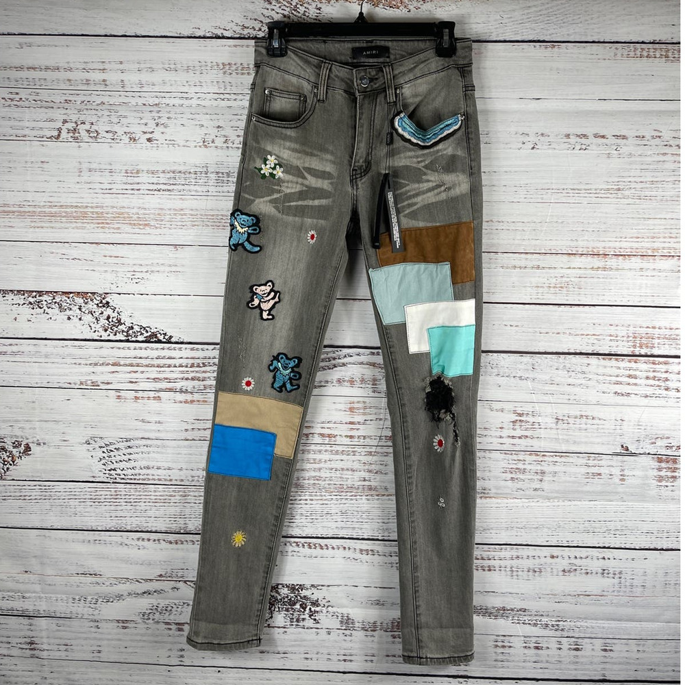 Amiri Size 28 Grateful Dead Dancing Bear Embroidered Jeans